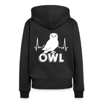 Eule Herzschlag Nachtaktiv Eulen Uhus - Frauen Premium Bio Hoodie - Schwarz - Hinten - Julia (174cm)