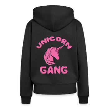 Unicorn Gang dans Pink rosa Einhorn - Sweat à capuche Premium bio Femme - noir - Dos - Julia (174cm)
