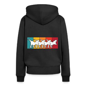 T-Rex Retro Dinos Dinosaures du Crétacé - Sweat à capuche Premium bio Femme - noir - Dos - Julia (174cm)