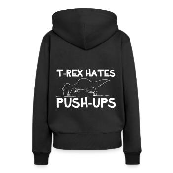 T-Rex Push-Ups Dinosaures du Crétacé Dino - Sweat à capuche Premium bio Femme - noir - Dos - Julia (174cm)