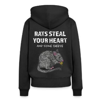 Rats Rats Propriétaire de rats Amoureux des rats - Sweat à capuche Premium bio Femme - noir - Dos - Julia (174cm)