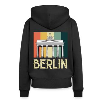 Berlin Vintage Porte de Brandebourg Allemagne - Sweat à capuche Premium bio Femme - noir - Dos - Julia (174cm)