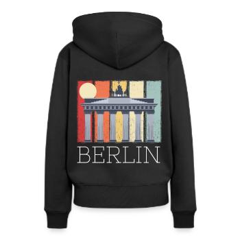 Porte de Brandebourg Berlin Lune Allemagne - Sweat à capuche Premium bio Femme - noir - Dos - Julia (174cm)
