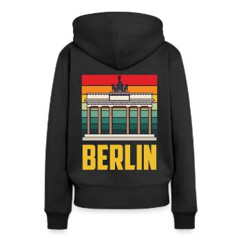 Berlin Porte de Brandebourg Rétro Allemand - Sweat à capuche Premium bio Femme - noir - Dos - Julia (174cm)