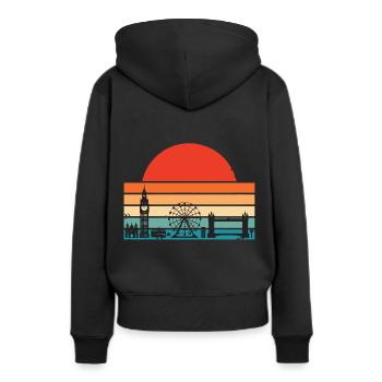 London Sunrise Big Ben Tower Bridge London Eye - Sweat à capuche Premium bio Femme - noir - Dos - Julia (174cm)