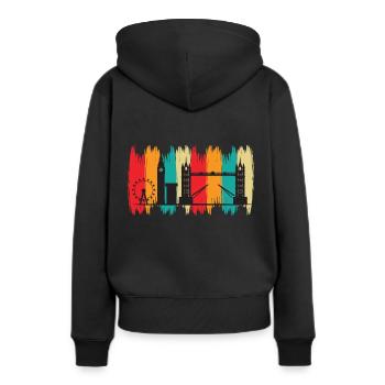 Tower Bridge Londres Retro Big Ben Grande Roue Royaume-Uni - Sweat à capuche Premium bio Femme - noir - Dos - Julia (174cm)