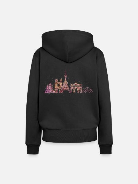 Paris Skyline Silhouette Städtetrip Eiffelturm - Frauen Premium Bio Hoodie - Schwarz