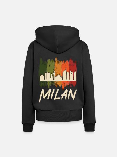 Mailand Retro Skyline mailänder Dom - Frauen Premium Bio Hoodie - Schwarz