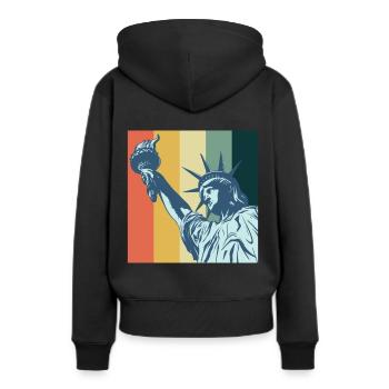 Freiheitsstatue NYC Big Apple New York Liberty - Frauen Premium Bio Hoodie - Schwarz - Hinten - Julia (174cm)