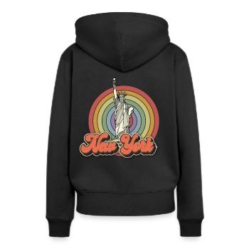 Big Apple Freiheitsstatue New York NYC - Frauen Premium Bio Hoodie - Schwarz - Hinten - Julia (174cm)