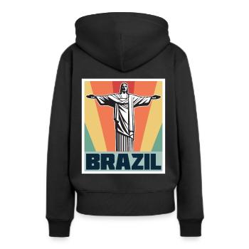 Brésil Rétro Cristo Redentor Christ le Rédempteur Statue Rio - Sweat à capuche Premium bio Femme - noir - Dos - Julia (174cm)