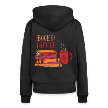 Buchliebhaber Bücher Kaffee Kaffeeliebhaber Buch - Frauen Premium Bio Hoodie - Schwarz - Hinten - Julia (174cm)
