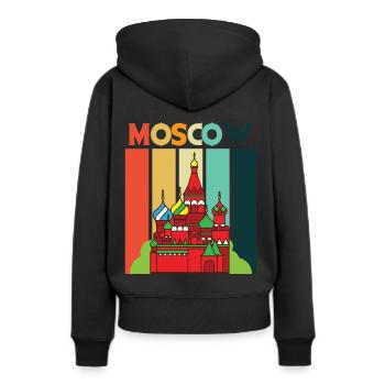 Cathédrale rétro de Moscou Russie - Sweat à capuche Premium bio Femme - noir - Dos - Julia (174cm)