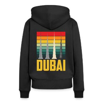 Dubaï Gratte-ciel Burj Khalifa Retro UAE - Sweat à capuche Premium bio Femme - noir - Dos - Julia (174cm)