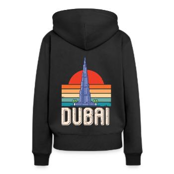 Dubai Sunrise Burj Khalifa Émirats arabes unis Moyen-Orient - Sweat à capuche Premium bio Femme - noir - Dos - Julia (174cm)