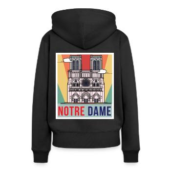 Cathédrale rétro Notre-Dame de Paris - Sweat à capuche Premium bio Femme - noir - Dos - Julia (174cm)