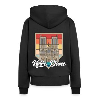Cathédrale Notre Dame Nostalgie Paris Ville - Sweat à capuche Premium bio Femme - noir - Dos - Julia (174cm)