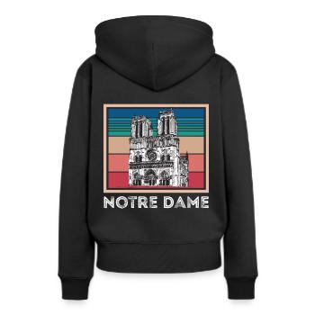 Cathédrale Notre-Dame de Paris centre-ville - Sweat à capuche Premium bio Femme - noir - Dos - Julia (174cm)