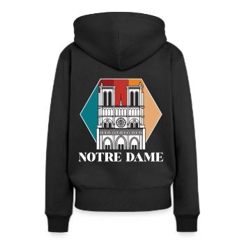 Paris Cathédrale Notre-Dame France - Sweat à capuche Premium bio Femme - noir - Dos - Julia (174cm)