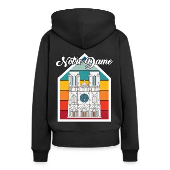 Nostalgie Cathédrale Notre-Dame de Paris Français - Sweat à capuche Premium bio Femme - noir - Dos - Julia (174cm)