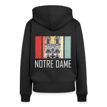 Cathédrale Notre Dame Retro Paris Français - Sweat à capuche Premium bio Femme - noir - Dos - Julia (174cm)