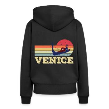 Venise Grand Canal Gondole Italie Romance - Sweat à capuche Premium bio Femme - noir - Dos - Julia (174cm)