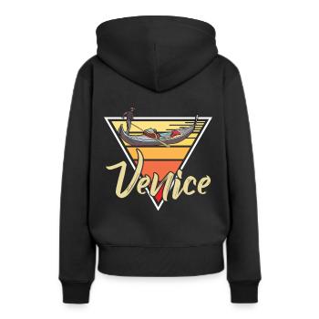 Italie Venise Gondole Grand Canal Romance - Sweat à capuche Premium bio Femme - noir - Dos - Julia (174cm)