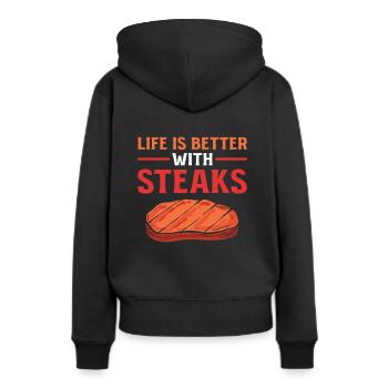 Grillades BBQ Griller Grill Saison Viande Gril - Sweat à capuche Premium bio Femme - noir - Dos - Julia (174cm)