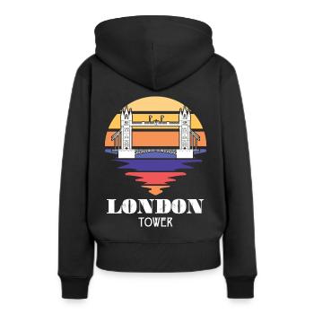 London Tower Bridge Royaume-Uni Angleterre Tamise - Sweat à capuche Premium bio Femme - noir - Dos - Julia (174cm)