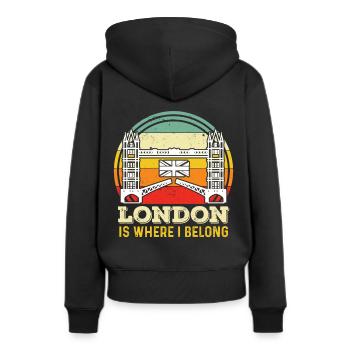 Londres ROYAUME-UNI Tower Bridge Angleterre Tamise - Sweat à capuche Premium bio Femme - noir - Dos - Julia (174cm)