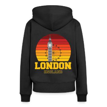 Londres Angleterre Big Ben London Eye - Sweat à capuche Premium bio Femme - noir - Dos - Julia (174cm)