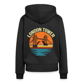Londres Tower Thames Royaume-Uni Angleterre - Sweat à capuche Premium bio Femme - noir - Dos - Julia (174cm)