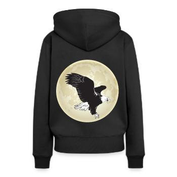 Adler Wildtiere Falknerei Raubvögel Mond - Frauen Premium Bio Hoodie - Schwarz - Hinten - Julia (174cm)