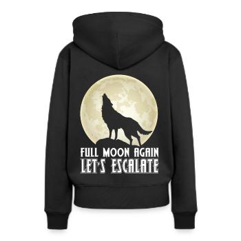 Wolf Vollmond Eskalation Rudel Wölfe - Frauen Premium Bio Hoodie - Schwarz - Hinten - Julia (174cm)