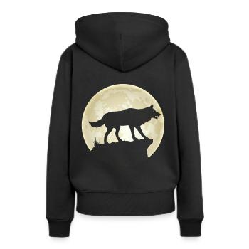 Vollmond Wolf Rudel Wolfsrudel - Frauen Premium Bio Hoodie - Schwarz - Hinten - Julia (174cm)