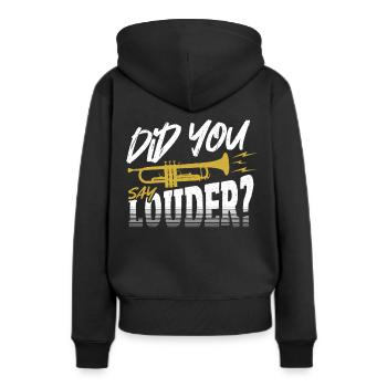 Avez-vous dit plus fort? Trompette Trompette - Sweat à capuche Premium bio Femme - noir - Dos - Julia (174cm)