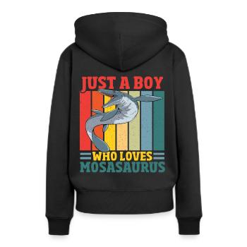 Juste un garçon qui aime Mosasaurus préhistorique - Sweat à capuche Premium bio Femme - noir - Dos - Julia (174cm)