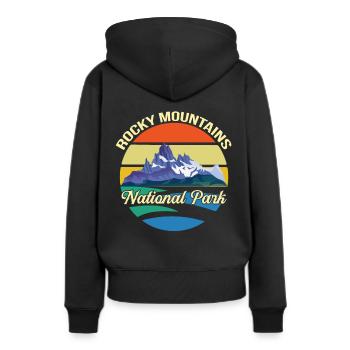 Nationalpark Souvenir Rocky Mountains Wandern Camp - Frauen Premium Bio Hoodie - Schwarz - Hinten - Julia (174cm)