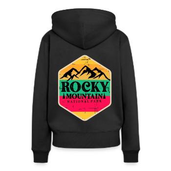 Rocky Mountains Nationalpark Colorado Wandern Camp - Frauen Premium Bio Hoodie - Schwarz - Hinten - Julia (174cm)
