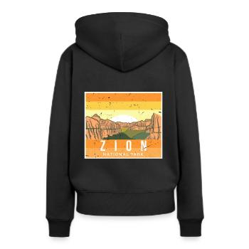Parc national de Zion Utah Canyon Souvenir - Sweat à capuche Premium bio Femme - noir - Dos - Julia (174cm)