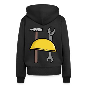 Handwerk Werkzeug Baustelle Gewerbe Berufe Job - Frauen Premium Bio Hoodie - Schwarz - Hinten - Julia (174cm)