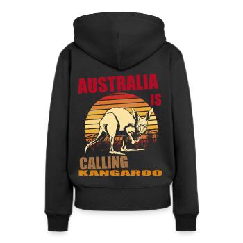 Kangourou Rétro Australie Appelant Outback - Sweat à capuche Premium bio Femme - noir - Dos - Julia (174cm)