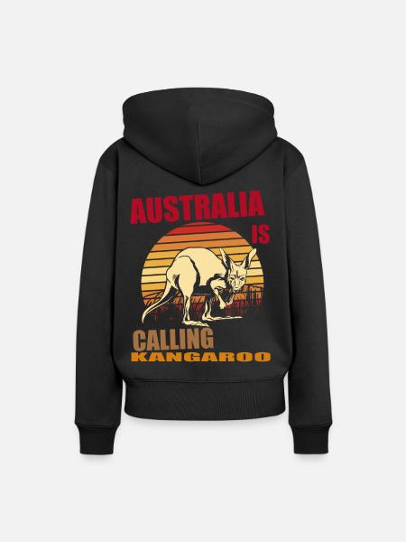 Känguru Retro Australien Calling Outback - Frauen Premium Bio Hoodie - Schwarz