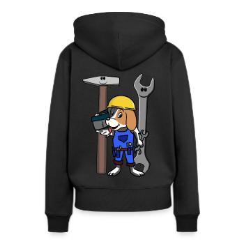 Chantier de construction Artisan Chien Outil Casque de sécurité Travail - Sweat à capuche Premium bio Femme - noir - Dos - Julia (174cm)