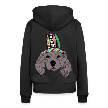 Hundekopf indianisch Kinder Hund Hunde - Frauen Premium Bio Hoodie - Schwarz - Hinten - Julia (174cm)