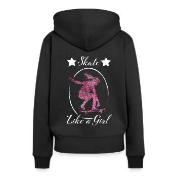 Skate like a girl Skaterin Skateboarderin Skaten - Frauen Premium Bio Hoodie - Schwarz - Hinten - Julia (174cm)