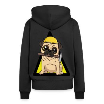 Baustelle Hund Bauherr Handwerk Gewerbe Handwerker - Frauen Premium Bio Hoodie - Schwarz - Hinten - Julia (174cm)