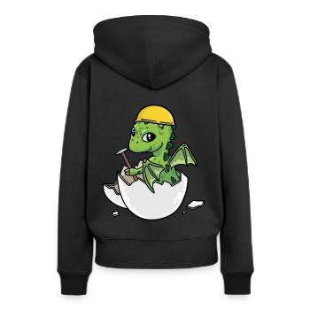Dino Artisan Marteau Coquille d’Œuf Professions Métiers - Sweat à capuche Premium bio Femme - noir - Dos - Julia (174cm)