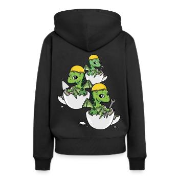 Dino Handwerker Eierschale Werkzeug Berufe Arbeit - Frauen Premium Bio Hoodie - Schwarz - Hinten - Julia (174cm)