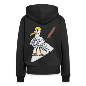 Baustelle Handwerker Möwe Maurer Maurerkelle Bauen - Frauen Premium Bio Hoodie - Schwarz - Hinten - Julia (174cm)